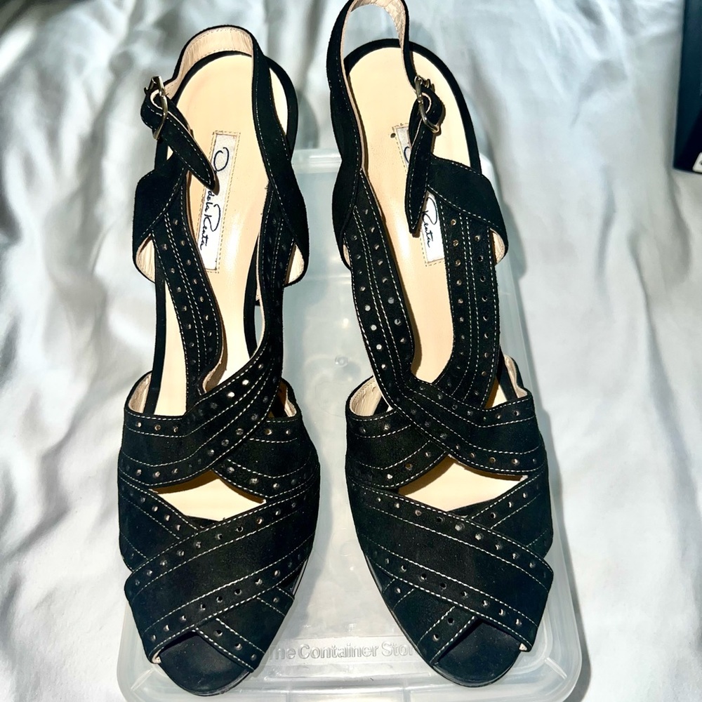 Oscar de la Renta Black Strappy Heels